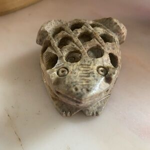 Hand Carved Soap Stone Mommy Frog with Baby Frog Inside